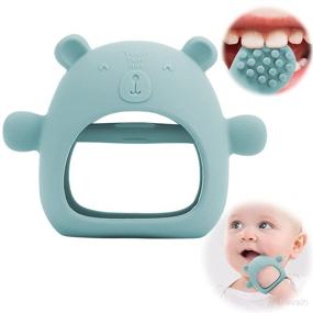 img 4 attached to 🍼 Food Grade Silicone Teething Toys for Babies 0-6 Months, Anti-Drop Baby Teething Toys, Baby Chew Toys with Massage Granules for Teething Discomfort Relief, Pacifiers for Babies (Morandi)