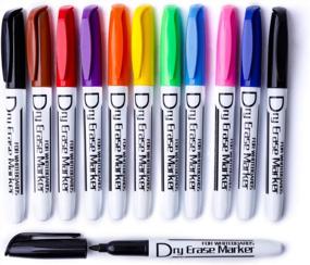 img 4 attached to Volcanics Low Odor Fine Whiteboard Markers, Dry 🖍️ Erase Thin Markers - Box of 12, 10 Colors