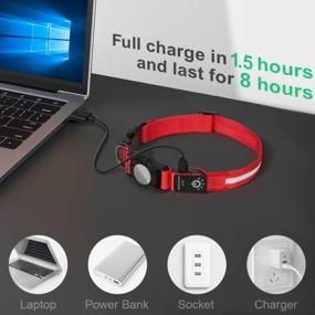 img 2 attached to Taglory Light Up Dog Collars With AirTag Holder, Tpye C Rechargeable Led Dog Collar For Night Walking, 4 Colors And 4 Sizes Waterproof Glow In The Dark Dog Collars For Medium Dogs, Red