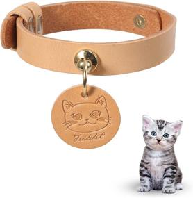 img 4 attached to FendidiL Leather Cat Collars, Kitten Collar for Girl Cat, Breakaway Cat 🐱 Collar, Christmas & Thanksgiving Cat Collar, Personalized Cat Collar, Cute Cat Collar in Brown