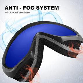 img 1 attached to Молодежные лыжные очки Odoland с двойной линзой S2, защитой от запотевания и ультрафиолетовым излучением UV400 для катания на сноуборде и лыжах