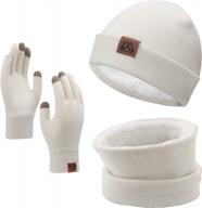 women winter hats 3-piece set: mysuntown beanie hat scarf & touchscreen gloves logo