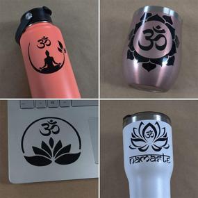 img 3 attached to 🧘 Om (Aum) Decal 4 Pack: Meditation Om, Om Symbol Flower, Lotus Namaste, OM Lotus Circle - Black, Small Size ~3.5 inches