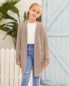 img 3 attached to SySea Girls Batwing Cardigan Sweater Coat W/ Pockets | Long Sleeve Open Front Knit