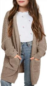 img 4 attached to SySea Girls Batwing Cardigan Sweater Coat W/ Pockets | Long Sleeve Open Front Knit
