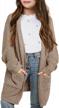 sysea girls batwing cardigan sweater coat w/ pockets | long sleeve open front knit logo