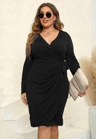 img 2 attached to Flaunt Your Curves In Style With Nemidor Women'S Ruched Wrap Dress - Plus Size Midi Work Dress NEM324