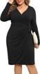 flaunt your curves in style with nemidor women's ruched wrap dress - plus size midi work dress nem324 logo