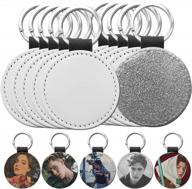 10 pack sublimation keychain glitter pu leather heat transfer silver round o bosstop logo