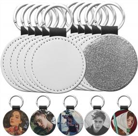 img 4 attached to 10 Pack Sublimation Keychain Glitter PU Leather Heat Transfer Silver Round O BOSSTOP