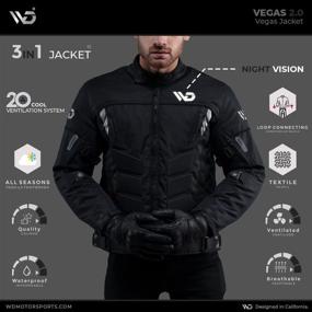 img 3 attached to 🏍️ WD Motorsports Vegas 2.0 Textile Motorcycle Jacket – All-Season Men’s Biker Jacket with CE Approved Armors – Comfortable and Protective Motorcycle Jacket with Width Adjustment and Air Vent Zipper