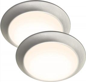 img 4 attached to GRUENLICH LED Flush Mount Ceiling Lighting Fixture, 9 Inch Dimmable 15.5W, 1050 Lumen, Aluminum Housing Plus PC Cover, ETL And Damp Location Rated, 2-Pack, Nickel Finish-3000K