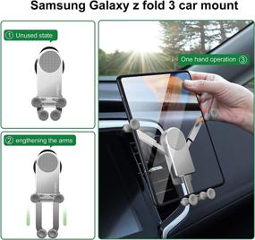 img 3 attached to Xuenair Z Fold 3 Car Mount, Upgraded Aluminum Fold 3 Car Mount Vent with Universal Gravity Cell Phone Holder for Samsung Galaxy Z Fold 3/Z Fold 2, Samsung S21/S20, and Mobile Devices Under 8 Inches - Silver