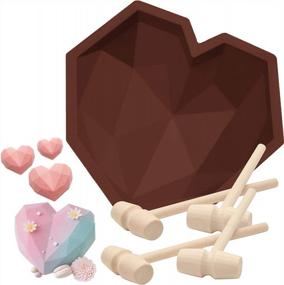 img 4 attached to Dazzle With Deliciousness: Large Silicone Heart Mold For Perfect Cakes, Chocolates, And Jellies - Comes With 4 Mini Hammers!