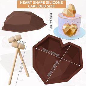 img 3 attached to Ослепление от вкуса: большая силиконовая форма-сердечко для идеальных тортов, шоколада и желе - поставляется с 4 мини-молотками!