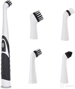 img 4 attached to 🛁 Waterproof Electric Cleaning Brush with 4 Replaceable Brush Heads for Tubs - Efficient Bathroom/Kitchen & Shoe Power Scrubber Brush - Black