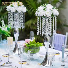 img 3 attached to 2 Pcs 21.3 Inches Tall Crystal Metal Vase Wedding Road Lead Flower Holders Centerpiece Crystal Flower Chandelier Metal Flower Vase For Reception Tables Wedding Supplies