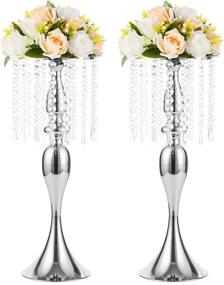 img 4 attached to 2 Pcs 21.3 Inches Tall Crystal Metal Vase Wedding Road Lead Flower Holders Centerpiece Crystal Flower Chandelier Metal Flower Vase For Reception Tables Wedding Supplies