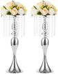 2 pcs 21.3 inches tall crystal metal vase wedding road lead flower holders centerpiece crystal flower chandelier metal flower vase for reception tables wedding supplies logo