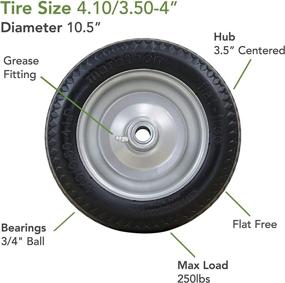 img 2 attached to 🔨 Marathon 4.10/3.50-4" Flat Free Utility Tire on Wheel – Versatile All-Purpose Tire with 3.5" Centered Hub and 3/4" Bearings