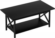 greenforest large coffee table with storage shelf - easy assembly, ideal for living room décor, 43.3 x 23.6 inches, black finish logo