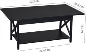 img 2 attached to GreenForest Large Coffee Table With Storage Shelf - Easy Assembly, Ideal For Living Room Décor, 43.3 X 23.6 Inches, Black Finish