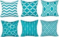 18x18 inch turquoise canvas throw pillow covers set of 6 - top finel durable decorative square cushion cases for sofa. logo