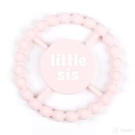 bella tunno happy teether for girls - soft & easy grip teething ring perfect for soothing gums, non-toxic, little sis design, one size logo