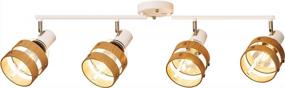 img 2 attached to E26 4-Light Adjustable Track Lighting Kit With Metal & Wood Shade - Perfect For Living Room, Kitchen Or Utility Room (White)