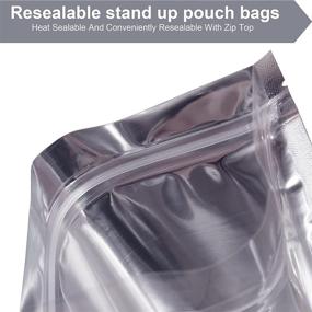 img 1 attached to 🛍️ BQTO 150 Pieces Stand Up Foil Bags: Resealable Aluminum Pouch Bags for Food Storage - Silver, 6.3 x 9.4 inch