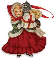 vintage christmas wooden ornaments with girl design - perfect gift idea logo