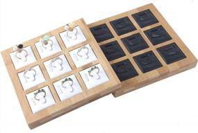 img 1 attached to Bocar Jewelry Bamboo Display Stand Showcase Ring Organizer Tray (ZZ-9J-White Leather)