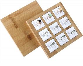 img 3 attached to Bocar Jewelry Bamboo Display Stand Showcase Ring Organizer Tray (ZZ-9J-White Leather)