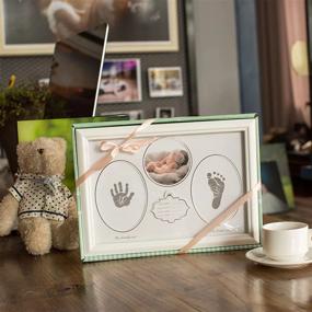 img 3 attached to Newborn Baby Handprint And Footprint Keepsake Kit With Photo Frame - White Baby Nursery Memory Art Kit For Boys And Girls - Ideal Baby Shower Picture Frame And Registry Gift