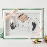 newborn baby handprint and footprint keepsake kit with photo frame - white baby nursery memory art kit for boys and girls - ideal baby shower picture frame and registry gift logo
