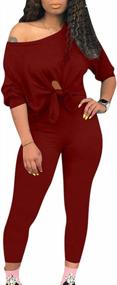 img 4 attached to Cailami Women'S Sexy 2 Piece Outfits Tie Up Crop Top Bodycon Club Jumpsuit Pants Set