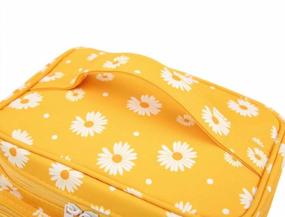 img 1 attached to HOYOFO Makeup Bags For Women Large Cosmetic Bags With Brush Holders Travel Make Up Bag, Green Daisy