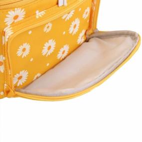 img 2 attached to HOYOFO Makeup Bags For Women Large Cosmetic Bags With Brush Holders Travel Make Up Bag, Green Daisy