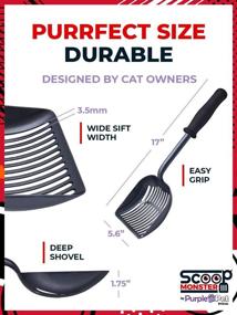 img 1 attached to 🐾 iPrimio Monster Cat Litter Scooper: 17-Inch Long Handle, Soft Grip, Sturdy Deep Shovel - Ideal for Sensitive Hands