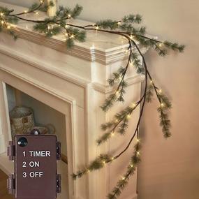 img 4 attached to Light Up Your Holidays: Hairui Pine Garland With 48 LED Lights - Battery Operated And Timer Included For Indoor And Outdoor Decor
