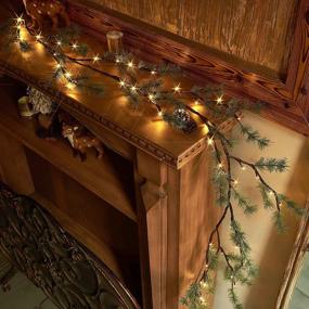 img 1 attached to Light Up Your Holidays: Hairui Pine Garland With 48 LED Lights - Battery Operated And Timer Included For Indoor And Outdoor Decor