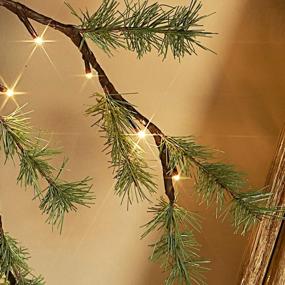 img 3 attached to Light Up Your Holidays: Hairui Pine Garland With 48 LED Lights - Battery Operated And Timer Included For Indoor And Outdoor Decor