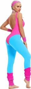 img 2 attached to 💪 Womens 80s Workout Costume with Neon Legging, Leotard, Headband, and Wristbands - Miaiulia 80s Accessories Set