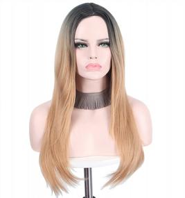 img 3 attached to Natural-Looking Long Brown Wigs With Bangs For Women - Heat Resistant And Versatile