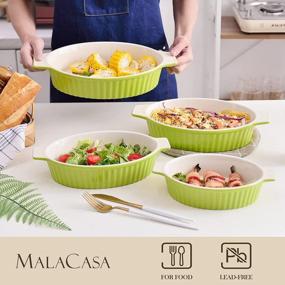 img 2 attached to MALACASA Porcelain Baking Pans Set Of 4 - Perfect For Oven, Casserole Dish & Lasagna Pan Cooking Cake Kitchen (9"/10.8"/11.9"/13.5") Series BAKE.BAKE - Green.