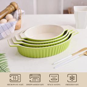 img 1 attached to MALACASA Porcelain Baking Pans Set Of 4 - Perfect For Oven, Casserole Dish & Lasagna Pan Cooking Cake Kitchen (9"/10.8"/11.9"/13.5") Series BAKE.BAKE - Green.