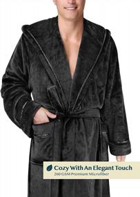 img 2 attached to Men'S Hooded Fleece Robe, Plush Warm Spa Long Bathrobe With Hood - PAVILIA