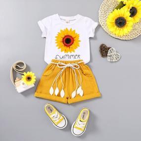 img 3 attached to YOUNGER TREE Toddler Baby Girls Clothes Watermelon T-Shirt + Linen Shorts With Belt Cute Summer Short Set