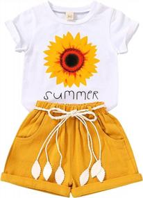 img 4 attached to YOUNGER TREE Toddler Baby Girls Clothes Watermelon T-Shirt + Linen Shorts With Belt Cute Summer Short Set