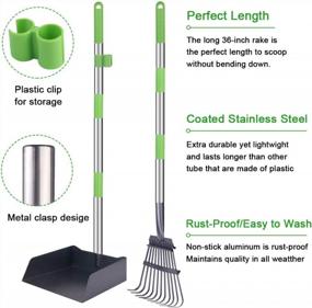 img 2 attached to TNELTUEB Extra Large Dog Pooper Scooper, Metal Pet Poop Tray & Rake Set, Adjustable Long Handle For Large Dogs - Great For Grass/Street/Gravel